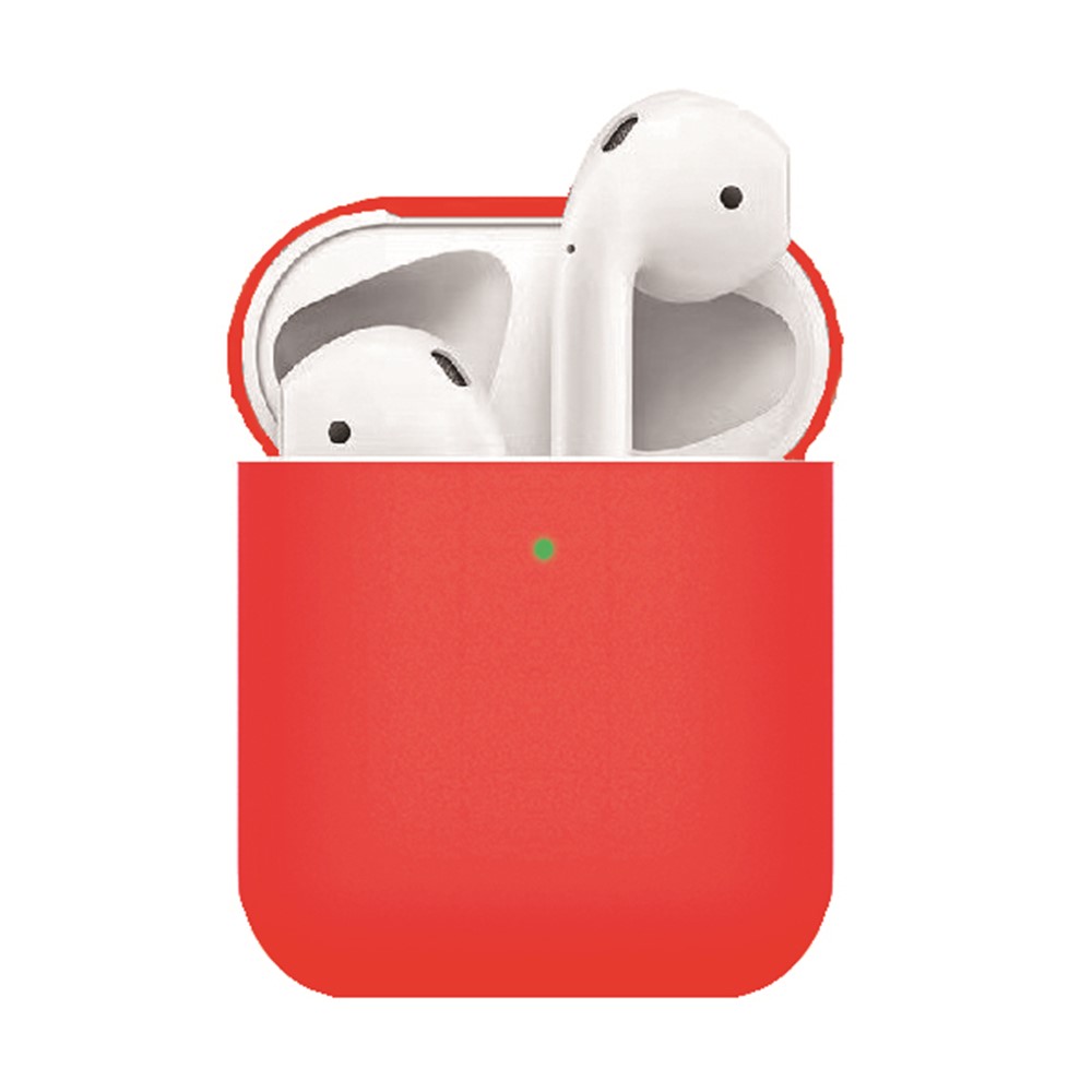 Matte Texture Silicone AirPods Case for Apple AirPods with Wireless Charging Case (2019) / AirPods with Charging Case (2019) (2016) - Red-1