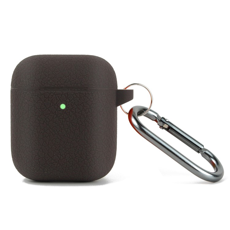 Leather Grain Silicone Case for Apple AirPods with Wireless Charging Case (2019) / AirPods with Charging Case (2019)/(2016) - Chocolate-1