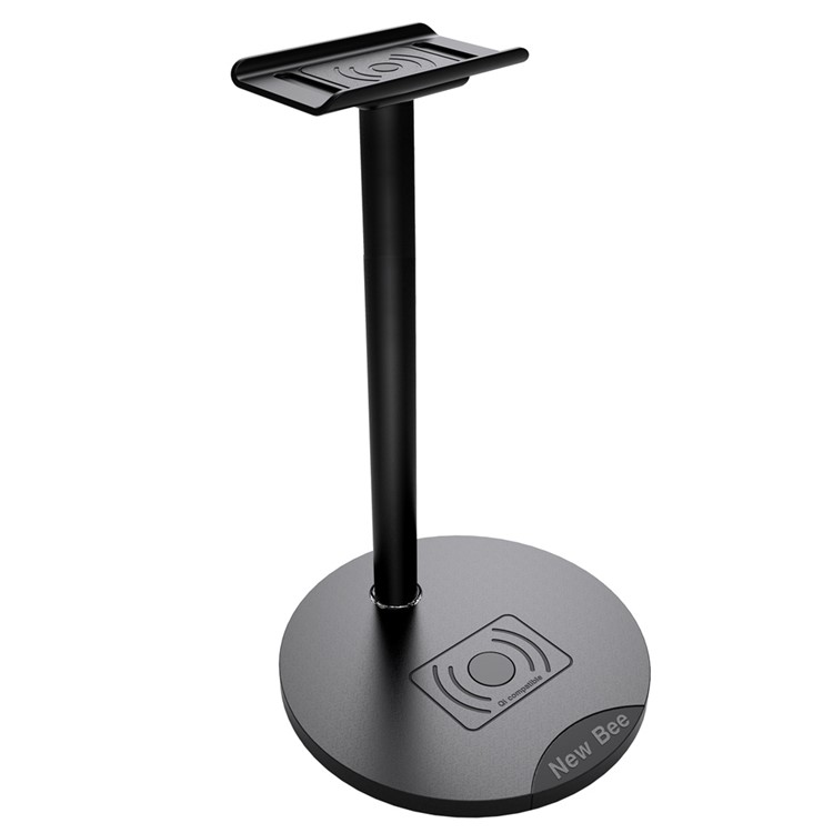 NEW BEE Qi Wireless Charging Station + Headphone Stand 2-in-1 Design - Black-3