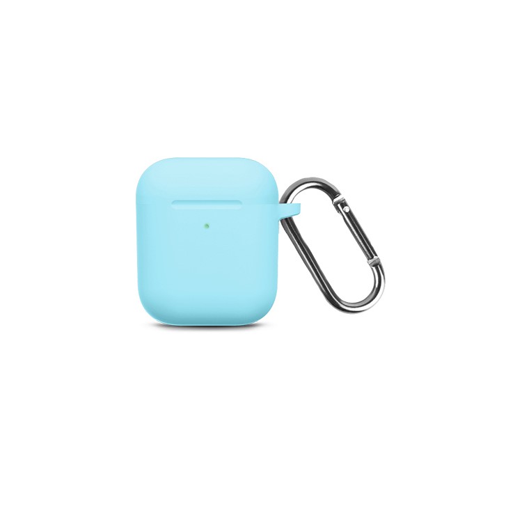 Silicone Case with Hook for Apple AirPods with Wireless Charging Case (2019) / AirPods with Charging Case (2019)/(2016) - Sky Blue-1