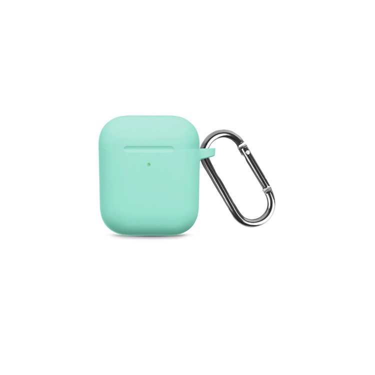 Silicone Case with Hook for Apple AirPods with Wireless Charging Case (2019) / AirPods with Charging Case (2019)/(2016) - Cyan-1
