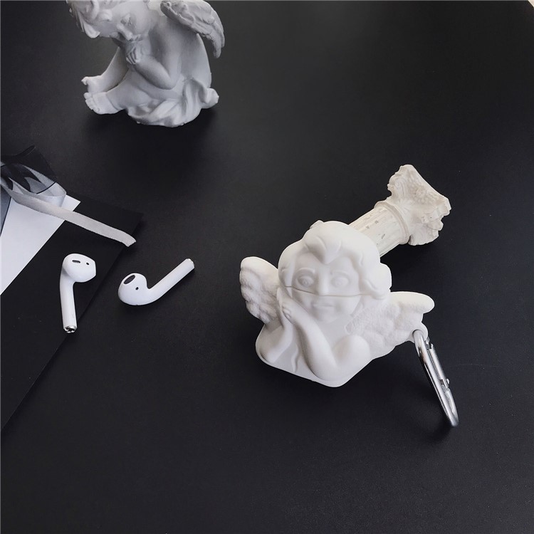 Catoon Shape Silicone Case for Apple AirPods with Wireless Charging Case (2019)/AirPods with Charging Case (2019)/(2016) - White Little Angel-3