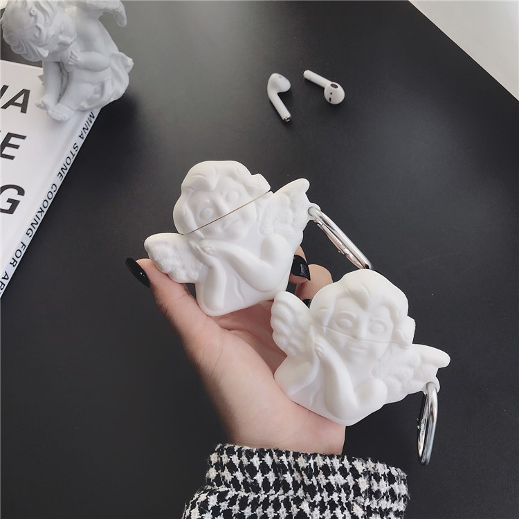 Catoon Shape Silicone Case for Apple AirPods with Wireless Charging Case (2019)/AirPods with Charging Case (2019)/(2016) - White Little Angel-4