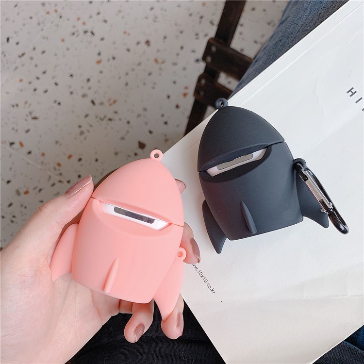 Rocket Shape Silicone Airpods Case with Hook and Chain for Apple AirPods with Wireless Charging Case (2019)/AirPods with Charging Case (2019)/(2016) - Pink-5