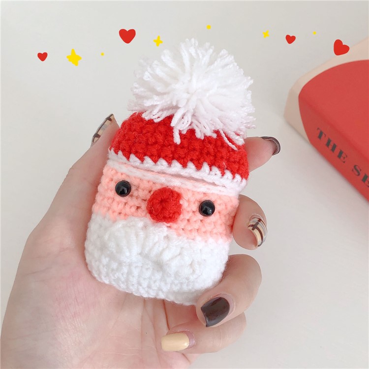 Knitted Protective Cover for Apple AirPods with Wireless Charging Case (2019)/AirPods with Charging Case (2019)/(2016) - Santa Claus-1
