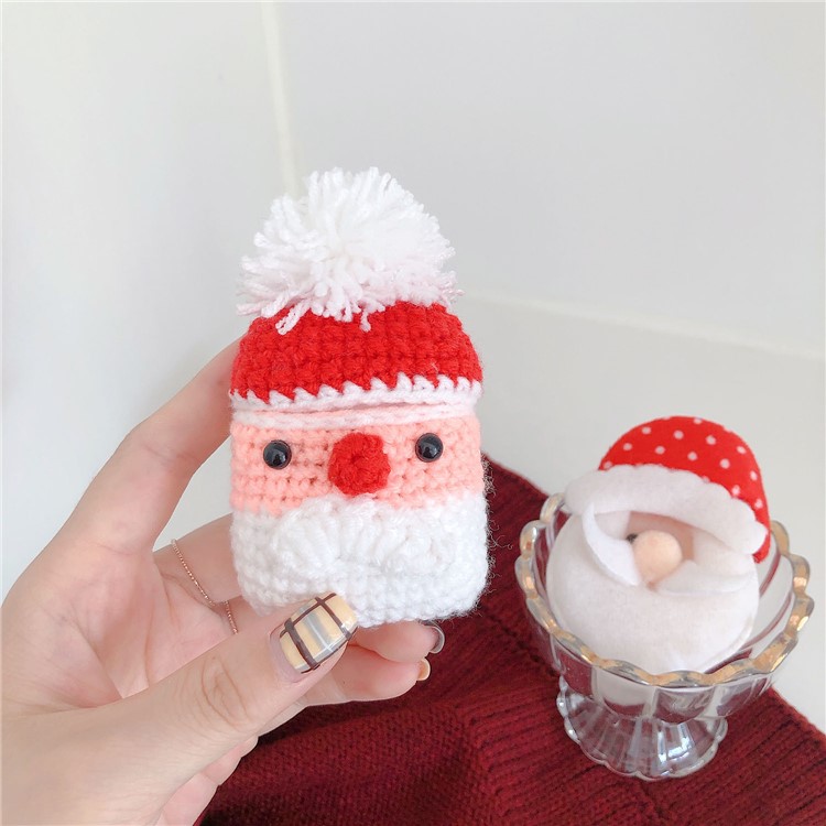 Knitted Protective Cover for Apple AirPods with Wireless Charging Case (2019)/AirPods with Charging Case (2019)/(2016) - Santa Claus-5