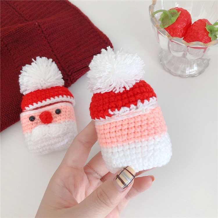Knitted Protective Cover for Apple AirPods with Wireless Charging Case (2019)/AirPods with Charging Case (2019)/(2016) - Santa Claus-7