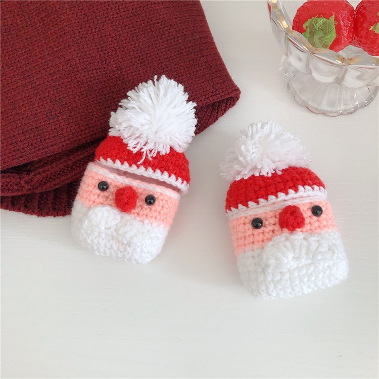 Knitted Protective Cover for Apple AirPods with Wireless Charging Case (2019)/AirPods with Charging Case (2019)/(2016) - Santa Claus-8