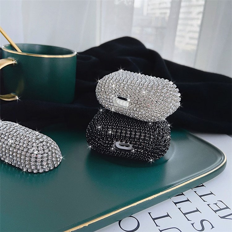 Bling Do Strass Decoração Fone Tampa Da Caixa Protetora Para Apple Airpods Pro - Prata-2
