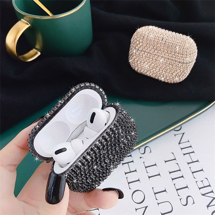 Bling Decor Strass Auricolare Copertura Protettiva Per Apple Airpods Pro - Nero-2
