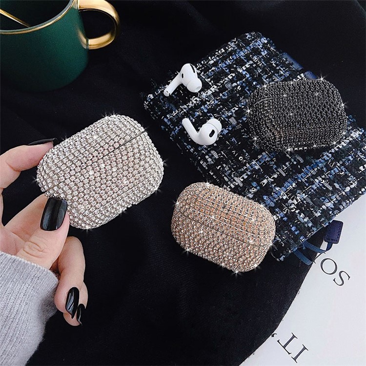Bling Decor Strass Auricolare Copertura Protettiva Per Apple Airpods Pro - Nero-3