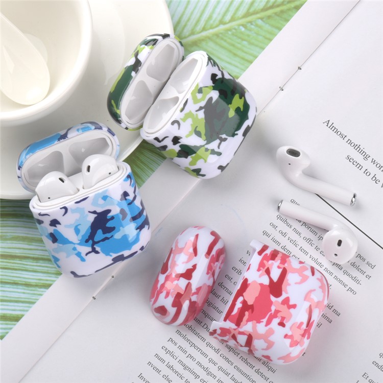 Camouflage Series Water Transfer Printing Case for Apple AirPods with Wireless Charging Case (2019) / AirPods with Charging Case (2019)/(2016) - Red-3