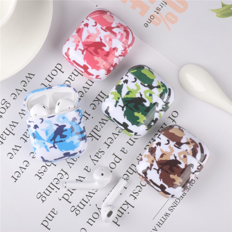 Camouflage Series Water Transfer Printing Case for Apple AirPods with Wireless Charging Case (2019) / AirPods with Charging Case (2019)/(2016) - Red-4