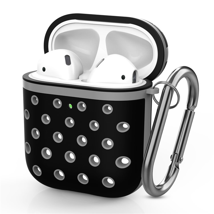 Duas Cores Caso Capa De Silicone Auricular Para Airpods Maçã Com Carregamento Caso (2019) / (2016) / Airpods Com Caixa De Carga Sem Fios (2019) / Maçã Airpods Pró - Cinza Escuro-1
