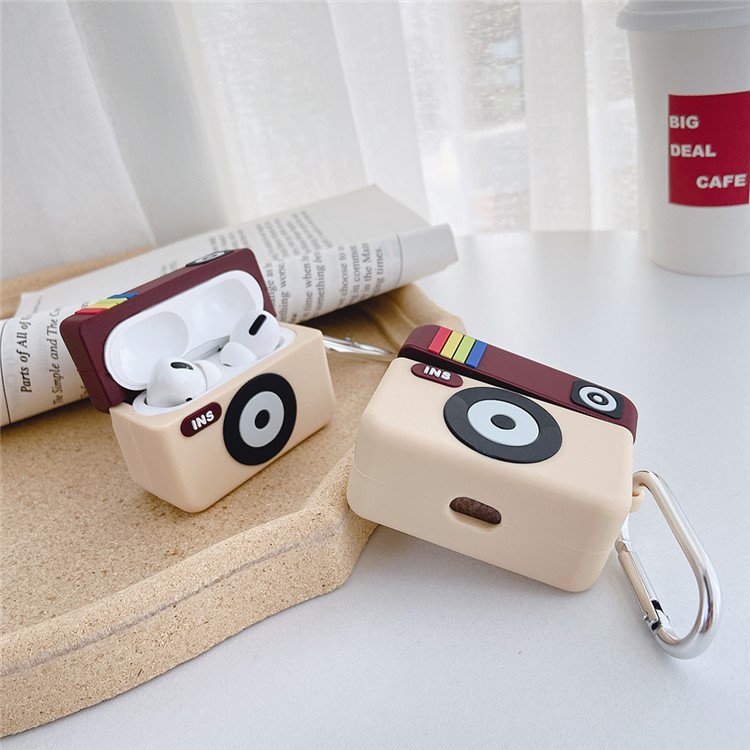 Catoon Shape Silicone Case with Hook for Apple AirPods Pro - Brown Camera-10