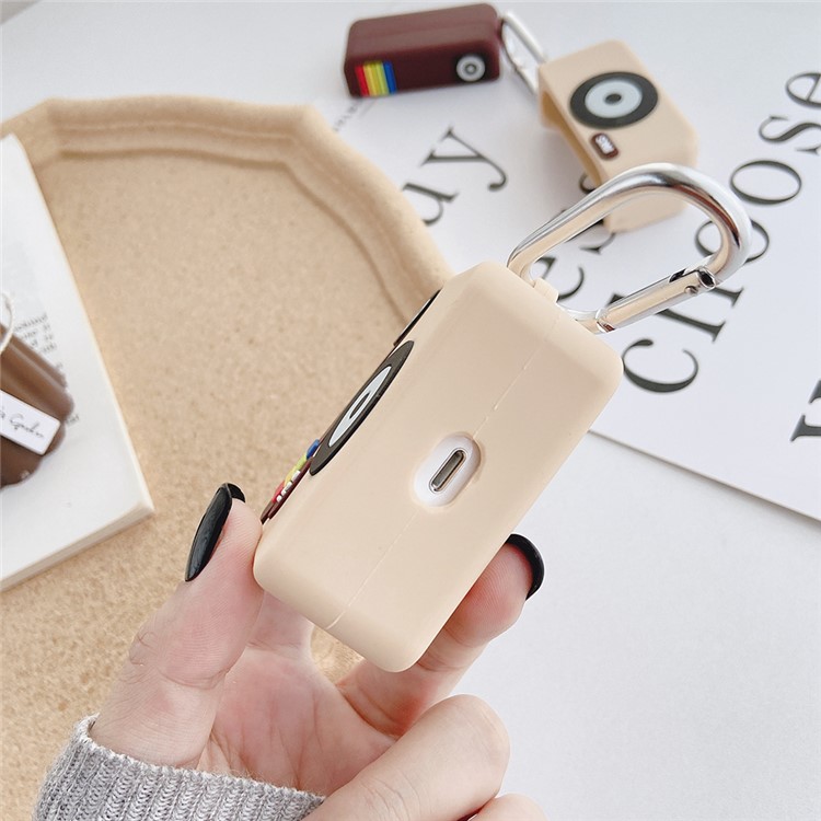Catoon Shape Silicone Case with Hook for Apple AirPods Pro - Brown Camera-11