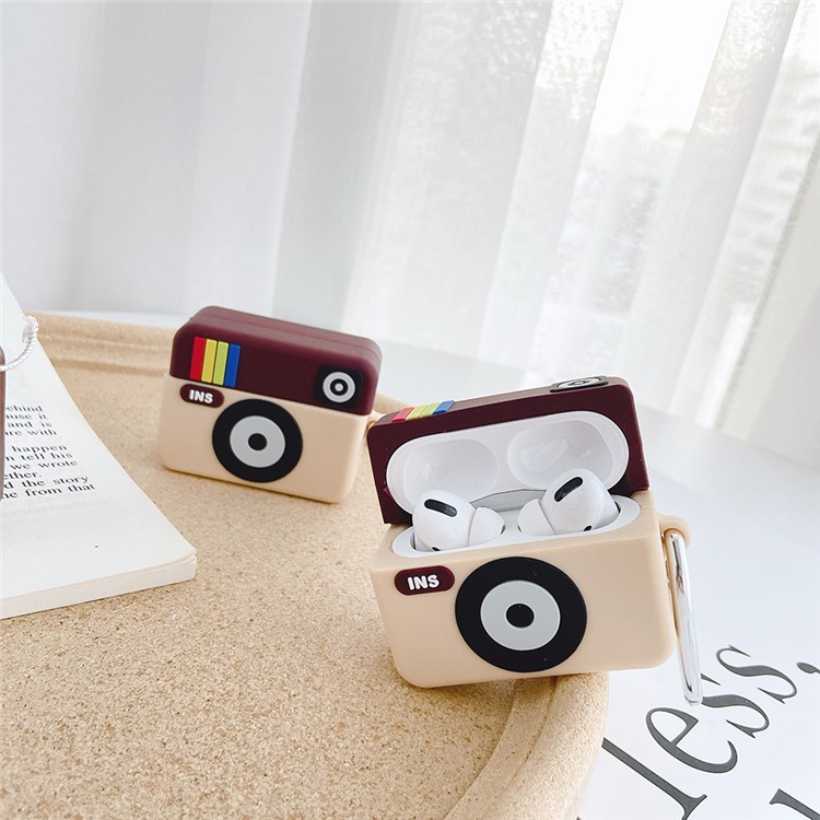 Catoon Shape Silicone Case with Hook for Apple AirPods Pro - Brown Camera-8
