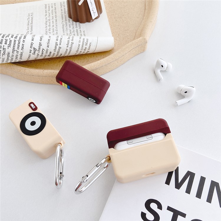 Catoon Shape Silicone Case with Hook for Apple AirPods Pro - Brown Camera-9