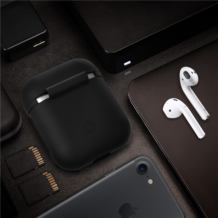 Shock-proof Silicone Protective Cover for Apple AirPods Charging Case - Black-1