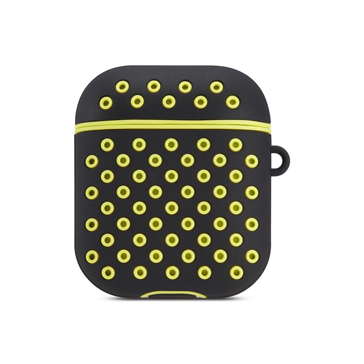Two-tone Silicone Case with Carabiner for AirPods with Charging Case (2019)/(2016)/Wireless Charging Case (2019) - Black / Yellow-2
