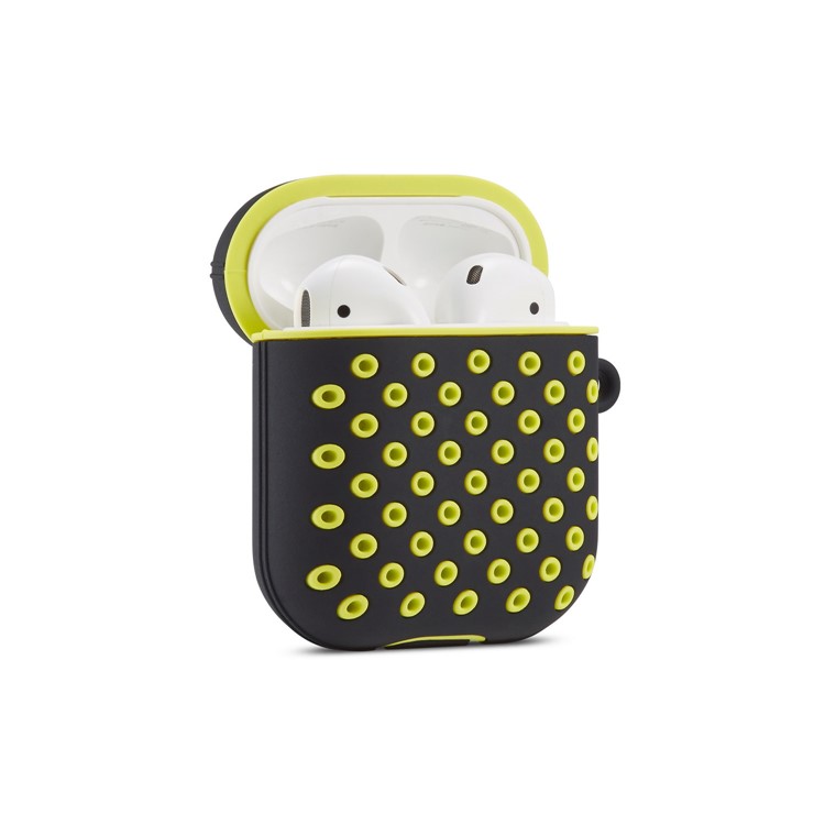 Two-tone Silicone Case with Carabiner for AirPods with Charging Case (2019)/(2016)/Wireless Charging Case (2019) - Black / Yellow-3
