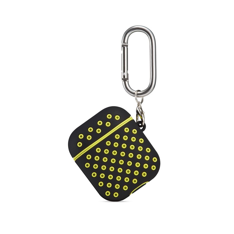 Two-tone Silicone Case with Carabiner for AirPods with Charging Case (2019)/(2016)/Wireless Charging Case (2019) - Black / Yellow-5