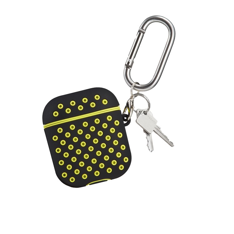Two-tone Silicone Case with Carabiner for AirPods with Charging Case (2019)/(2016)/Wireless Charging Case (2019) - Black / Yellow-7
