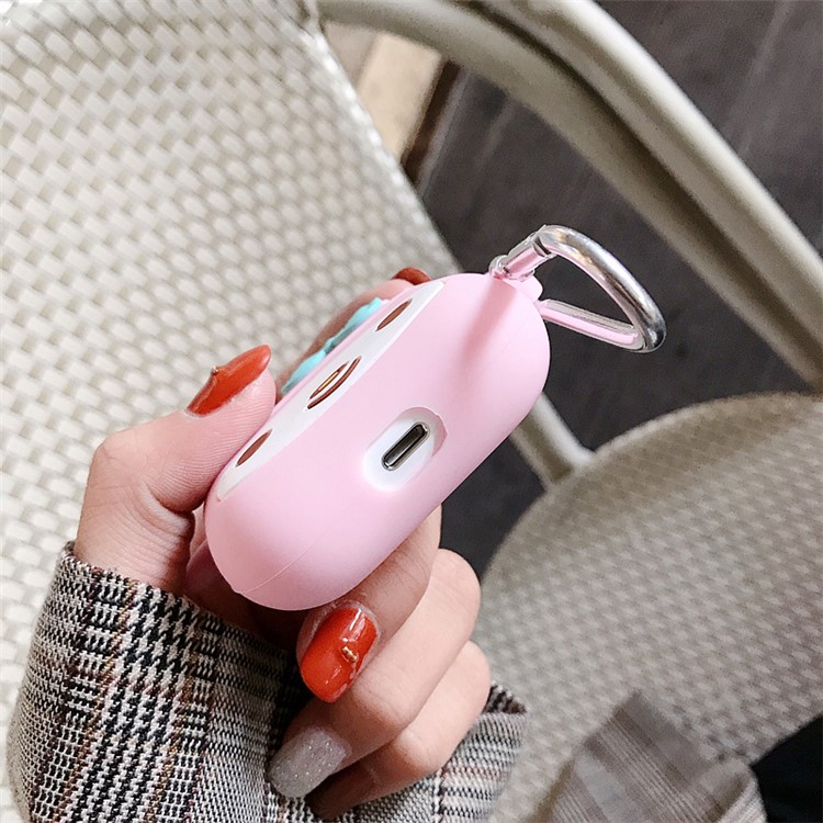 Cartoon Animal Shape Silicone Earphones Case with Hook for Apple AirPods Pro - Pink-2