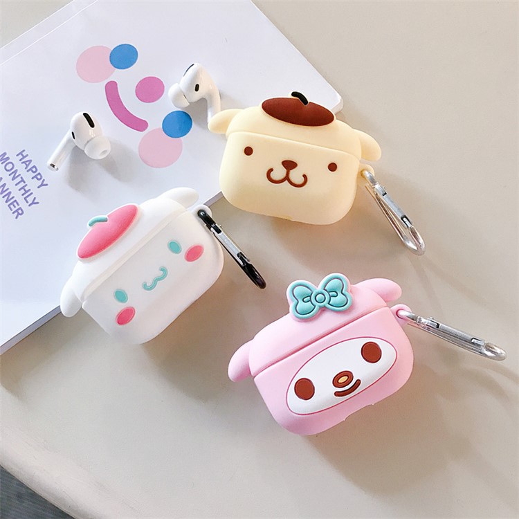 Cartoon Animal Shape Silicone Earphones Case with Hook for Apple AirPods Pro - Pink-4