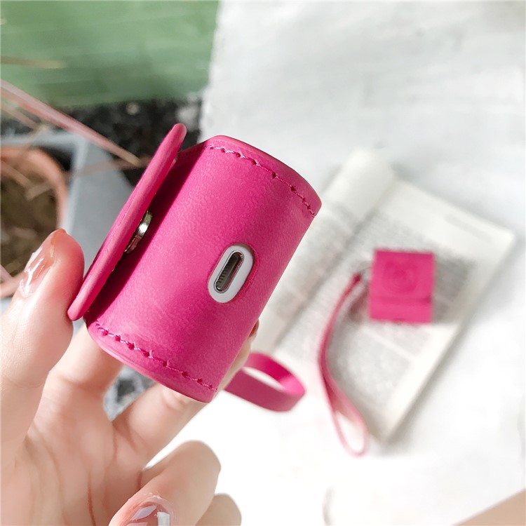 PU Leather Unique Case for Apple AirPods with Wireless Charging Case (2019) / AirPods with Charging Case (2019) (2016) - Rose Bear-6