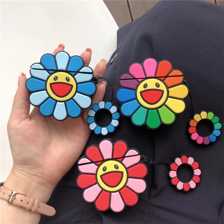 Sunflower Silicone Case for Apple AirPods with Wireless Charging Case (2019) / AirPods with Charging Case (2019) (2016) - Blue-5