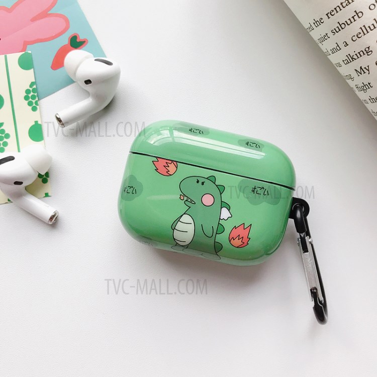 Cute Fire Breathing Dinosaur Printing PC Shell for Apple AirPods Pro - Green-1