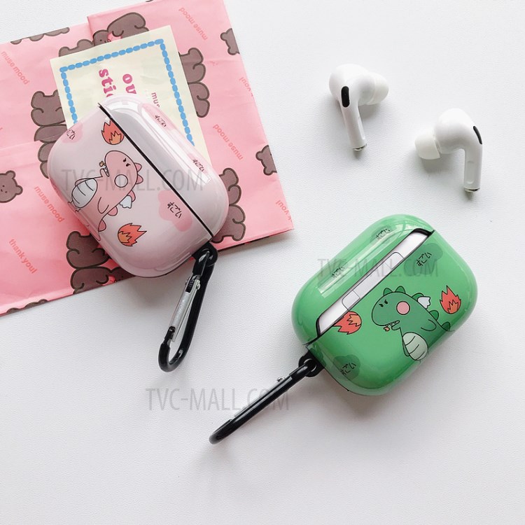 Cute Fire Breathing Dinosaur Printing PC Shell for Apple AirPods Pro - Green-8