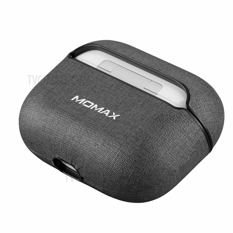 MOMAX PC + Couro Caso Capa Protetora Para Maçã Airpods Pro - Cinza Escuro-7