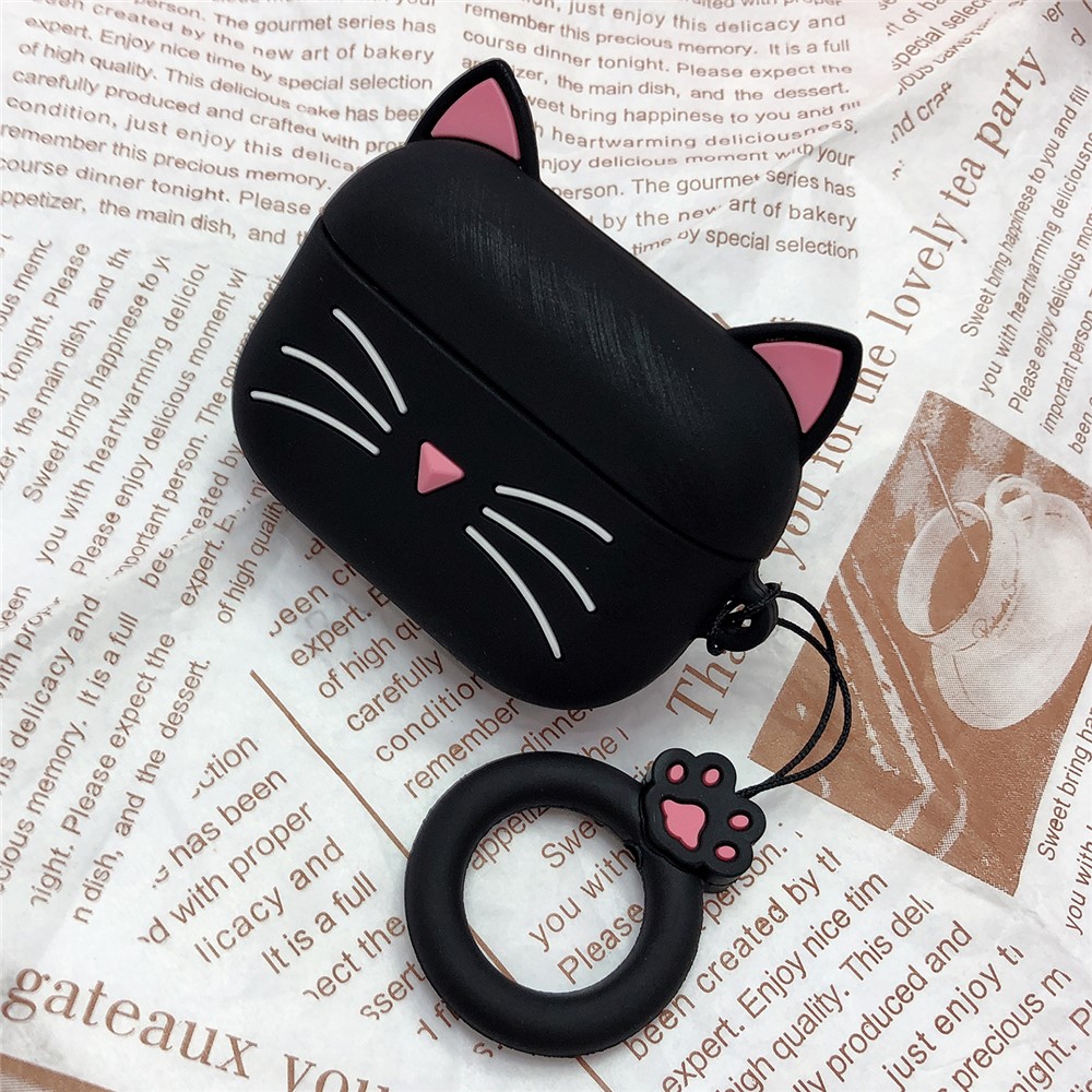 Caricatura Caso Fones De Ouvido Forma De Silicone Para Apple Airpods Pro - Gato Preto-1