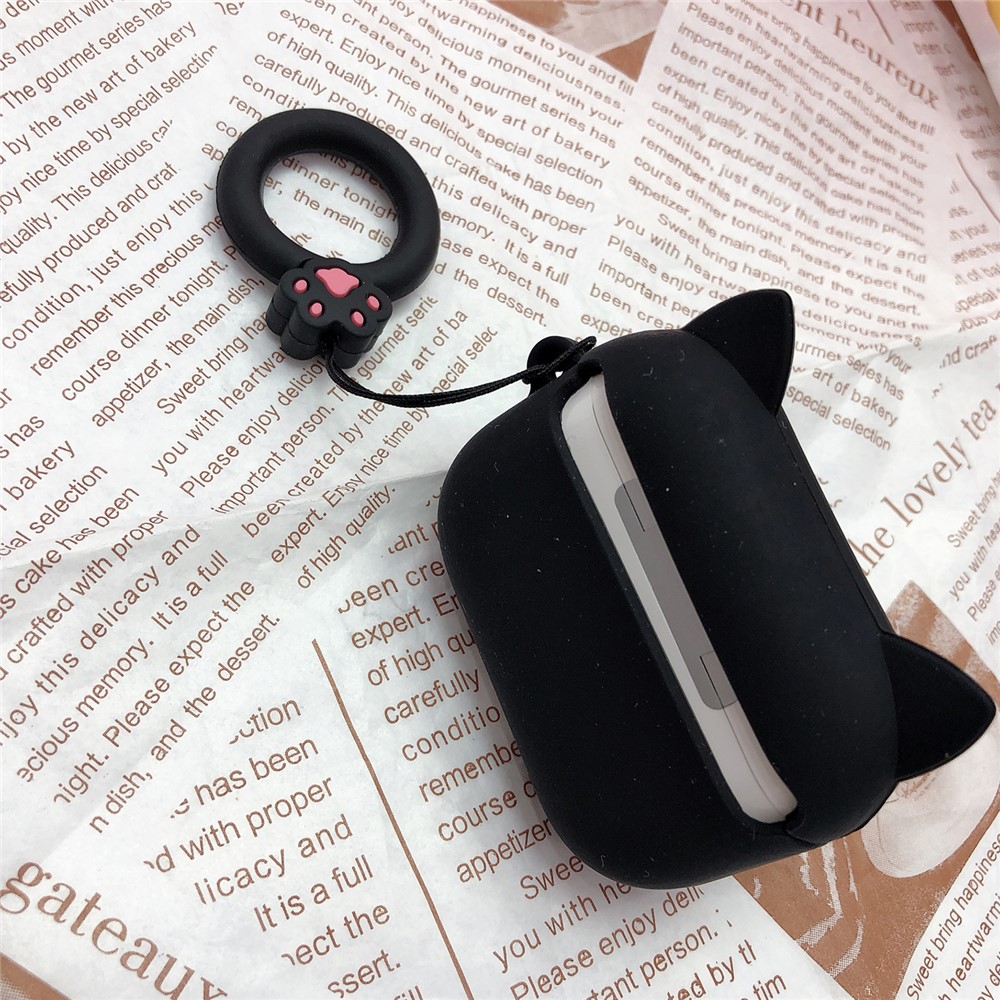 Caricatura Caso Fones De Ouvido Forma De Silicone Para Apple Airpods Pro - Gato Preto-3