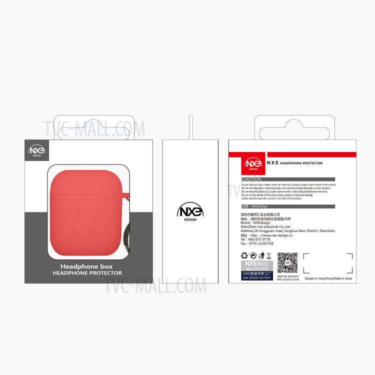 NXE TPU Com Escudo De Fivela Para Airpods Maçã Com Caso De Carregamento Sem Fio (2019) / Airpods Com Carregamento Caso (2019) (2016) - Vermelho-6
