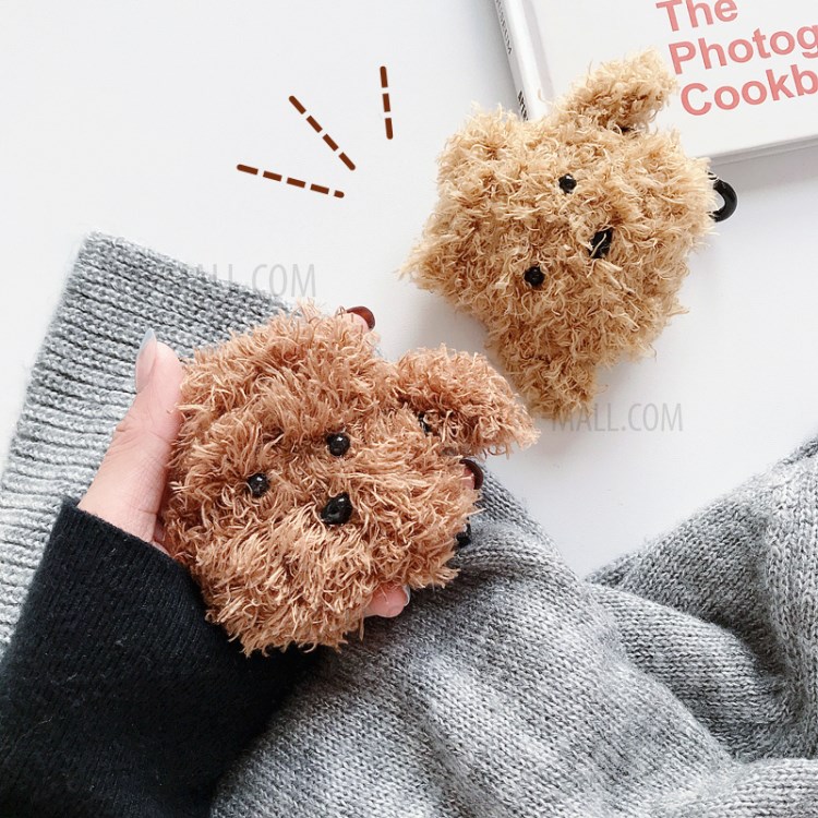 Plush Puppy Shaped Case for AirPods with Charging Case (2019)/(2016)/Wireless Charging Case (2019) - Dark Brown-10