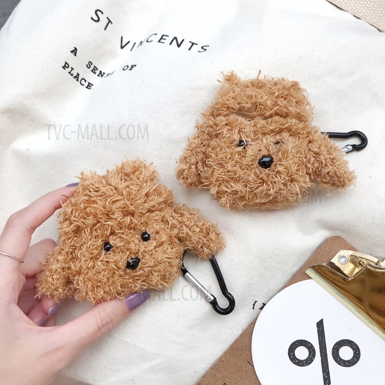 Plush Puppy Shaped Case for AirPods with Charging Case (2019)/(2016)/Wireless Charging Case (2019) - Dark Brown-2