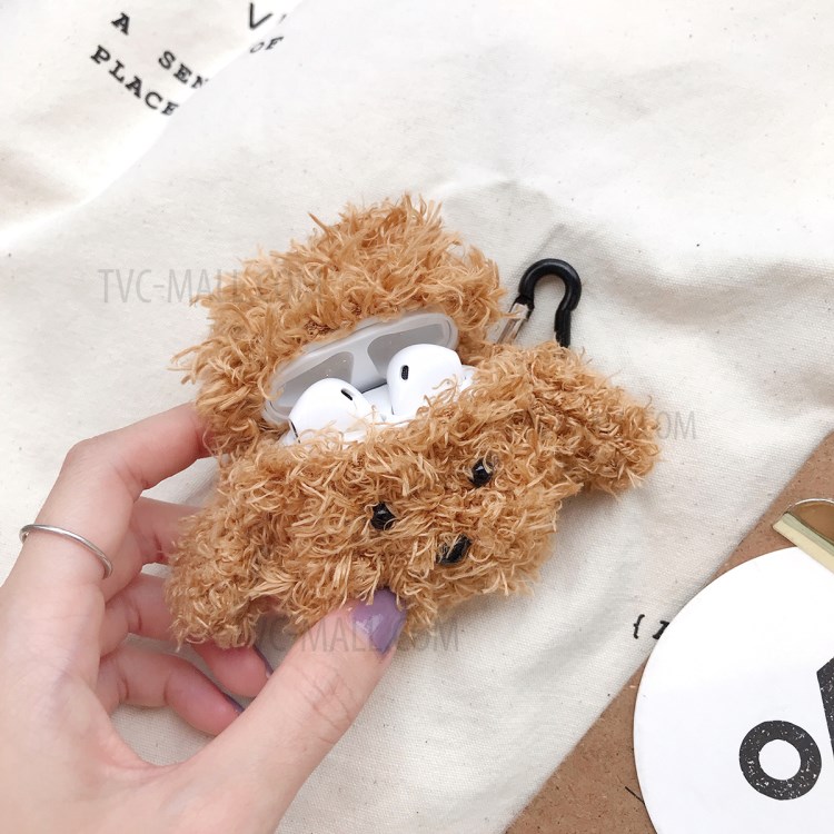 Plush Puppy Shaped Case for AirPods with Charging Case (2019)/(2016)/Wireless Charging Case (2019) - Dark Brown-3