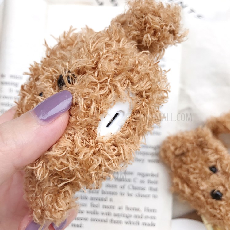 Plush Puppy Shaped Case for AirPods with Charging Case (2019)/(2016)/Wireless Charging Case (2019) - Dark Brown-4