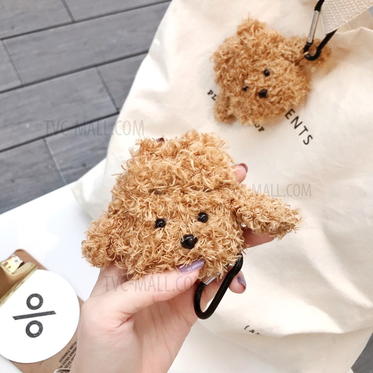 Plush Puppy Shaped Case for AirPods with Charging Case (2019)/(2016)/Wireless Charging Case (2019) - Dark Brown-6