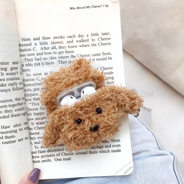 Plush Puppy Shaped Case for AirPods with Charging Case (2019)/(2016)/Wireless Charging Case (2019) - Dark Brown-7