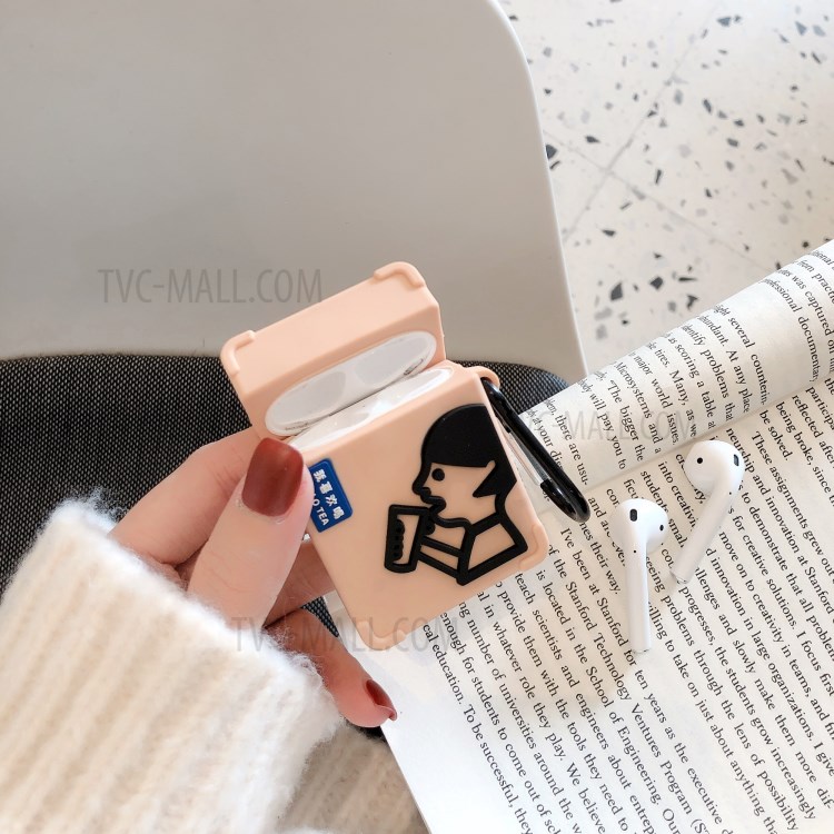 Creative Cartoon Shape Silicone Case for Apple AirPods with Wireless Charging Case (2019)/AirPods with Charging Case (2016)/(2019) - Milk Tea-3
