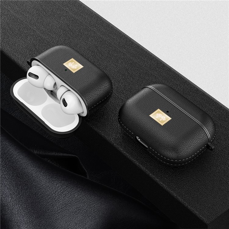 Litchi Texture Soft TPU Protective Cover Cover Pour Apple Airpods Pro - le Noir-6