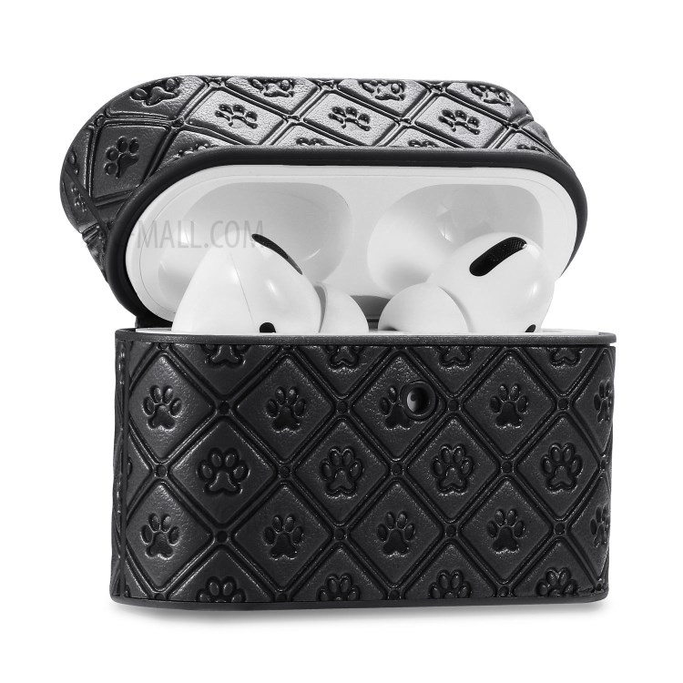 Imprint Claw PU Leather Coated TPU Protective Case with Hook for Apple AirPods Pro - Black-9