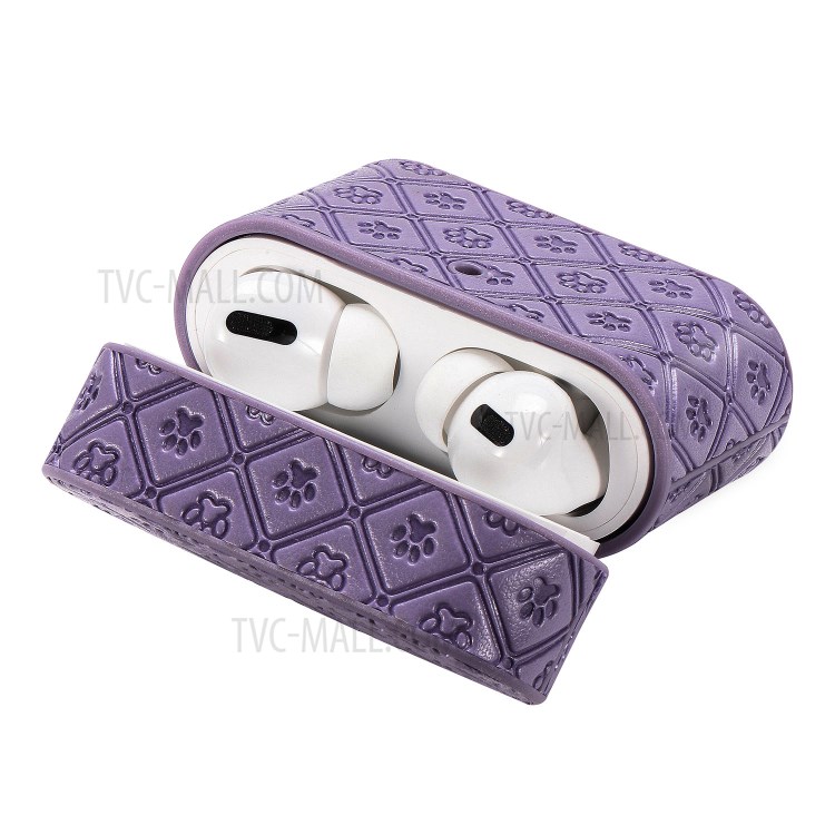 Отпечаток Коготь PU Кожа С Покрытием ТПУ Защитный Чехол С Крючком Для Яблока Airpods Про - Фиолетовый-10