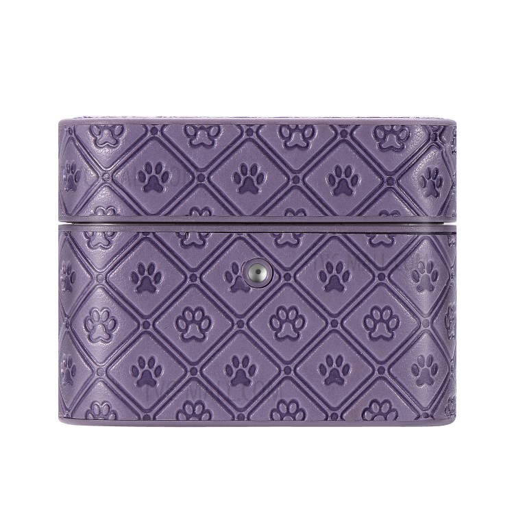 Отпечаток Коготь PU Кожа С Покрытием ТПУ Защитный Чехол С Крючком Для Яблока Airpods Про - Фиолетовый-12