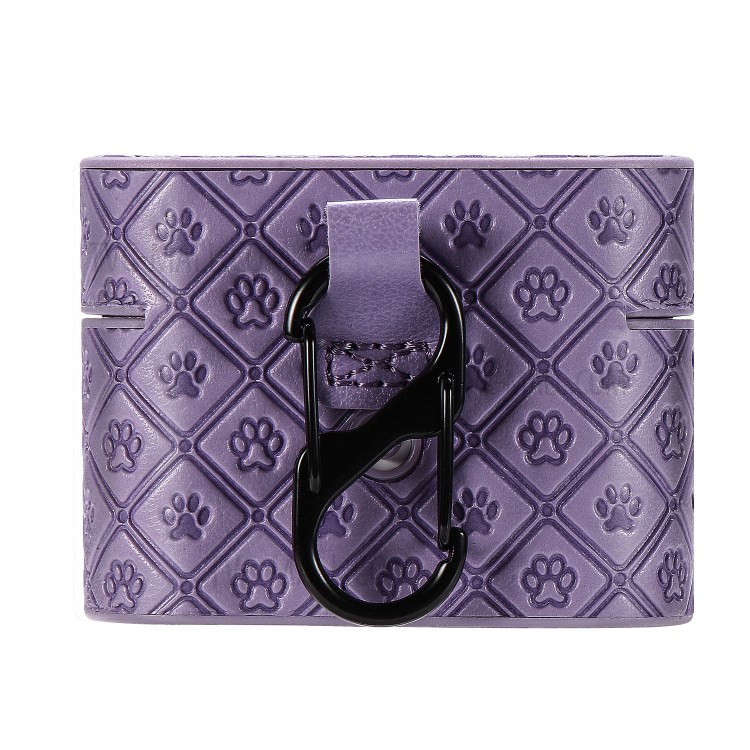 Отпечаток Коготь PU Кожа С Покрытием ТПУ Защитный Чехол С Крючком Для Яблока Airpods Про - Фиолетовый-13