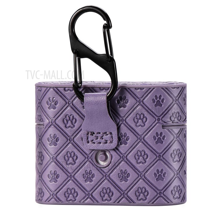 Отпечаток Коготь PU Кожа С Покрытием ТПУ Защитный Чехол С Крючком Для Яблока Airpods Про - Фиолетовый-15